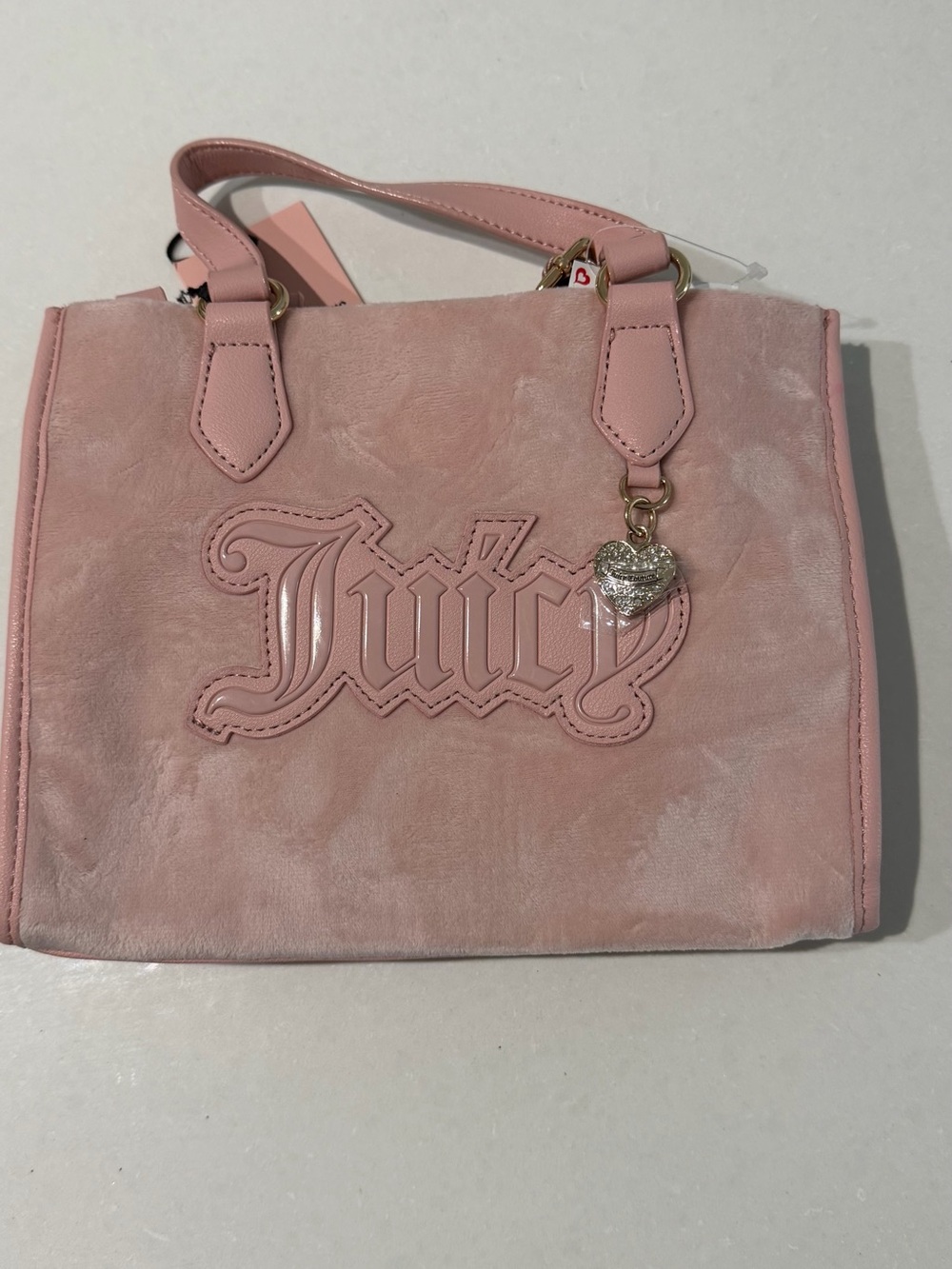 Juicy Couture Pink Suede Tote with Heart Charm